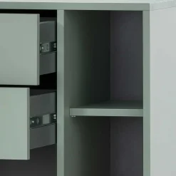 Badezimmer Highboard in Graugrün & Gold - Vilatata