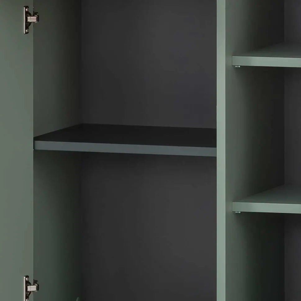 Badezimmer Highboard in Graugrün & Gold - Vilatata