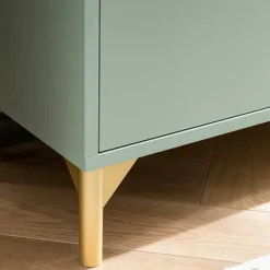 Badezimmer Highboard in Graugrün & Gold - Vilatata