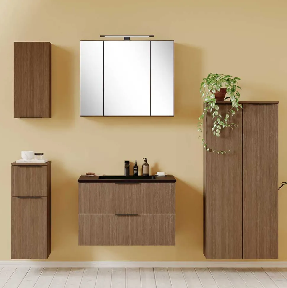 Badezimmer Hängeschrank in Eiche Dunkel - Ucaida