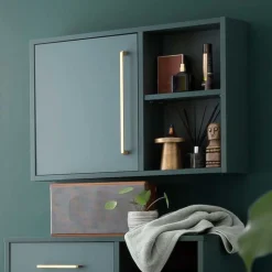 Badezimmer Hängeschrank in Dunkelgrün & Gold - Aqua