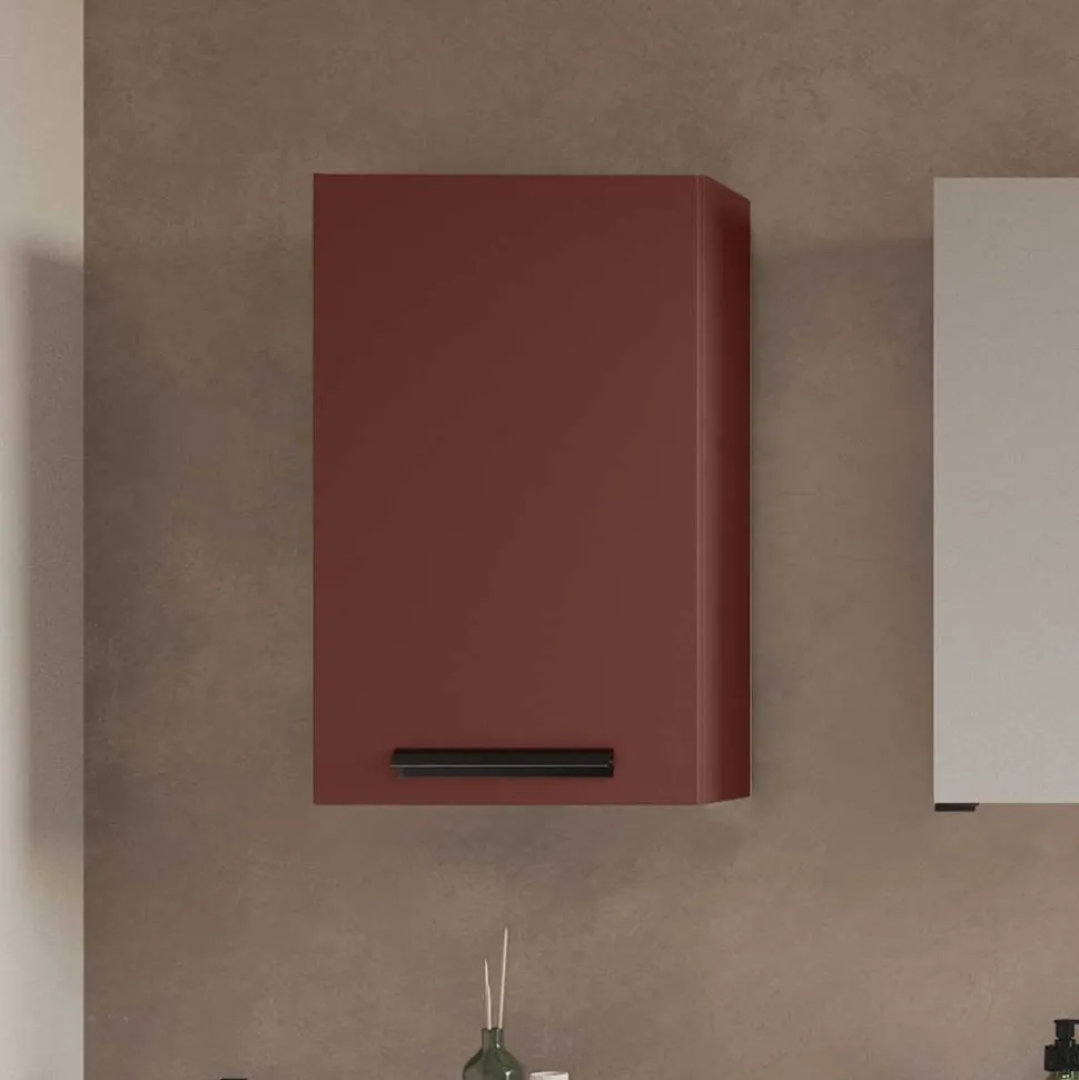 Badezimmer Hängeschrank in Dunkelrot - Exeler