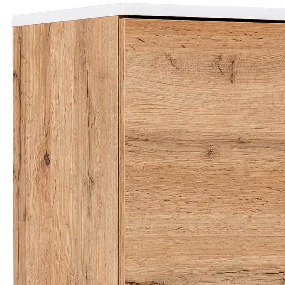 Badezimmer Hochschrank in Eiche NB mit Weiß - Voinla