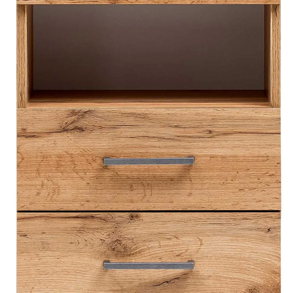 Badezimmer Hochschrank in Eiche NB mit Weiß - Voinla