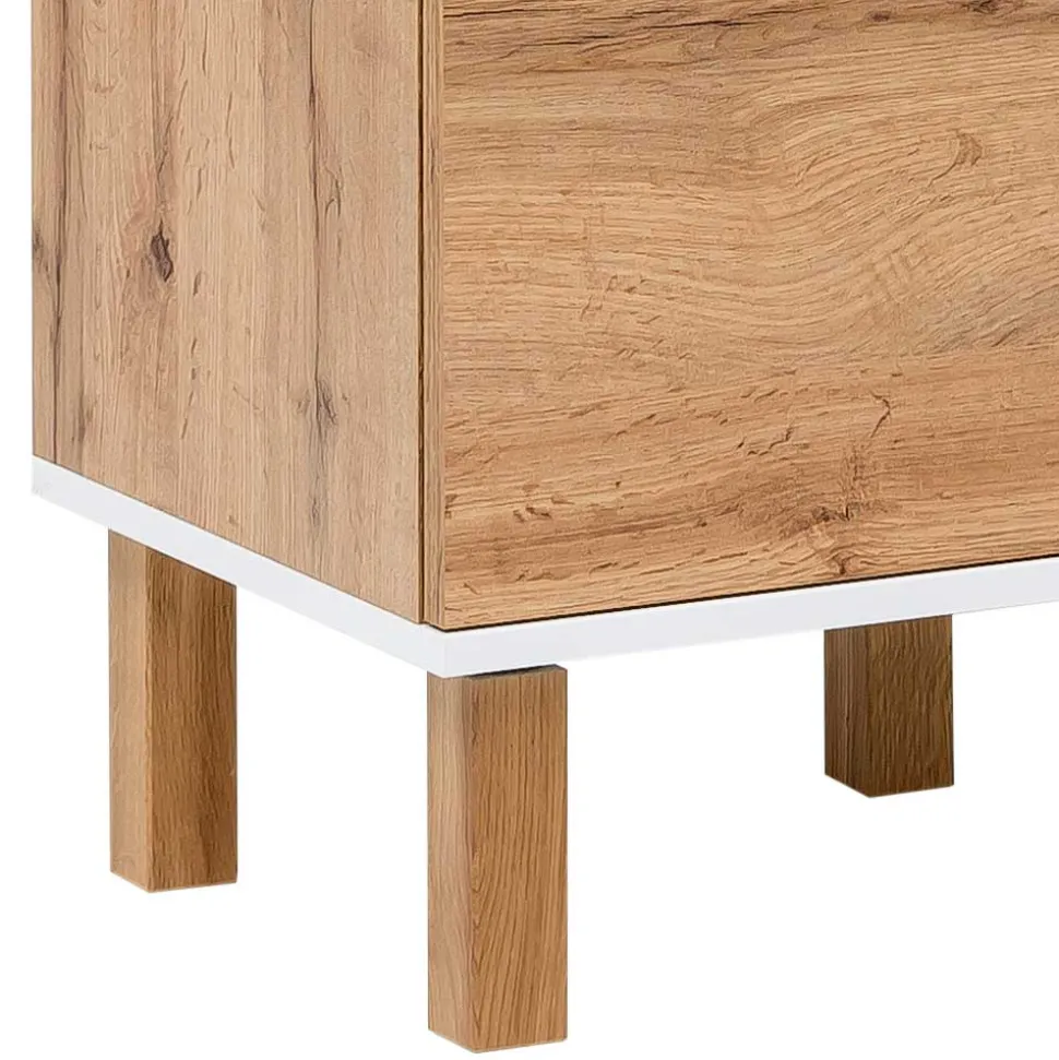 Badezimmer Hochschrank in Eiche NB mit Weiß - Voinla