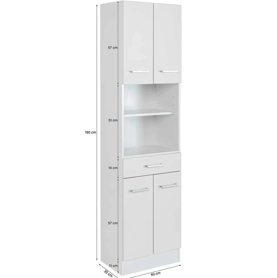 Badezimmer Hochschrank 4-türig & 2 Fächer - Skiranov