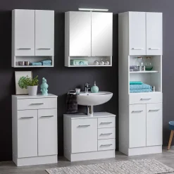 Badezimmer Hochschrank 4-türig & 2 Fächer - Skiranov