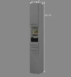 Badezimmer Hochschrank Veverino in Hochglanz Weiß