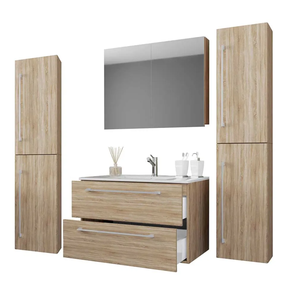 Badezimmer in Holznachbildung Sonoma-Eiche - Caleena (vierteilig)