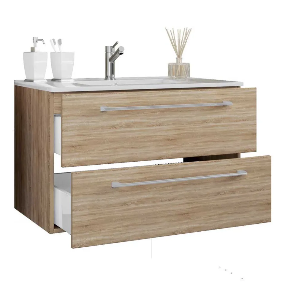 Badezimmer in Holznachbildung Sonoma-Eiche - Caleena (vierteilig)