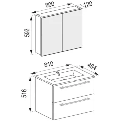 Badezimmer in Holznachbildung Sonoma-Eiche - Caleena (vierteilig)