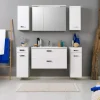 Badezimmer Kombination Sagunis in Weiß (sechsteilig)