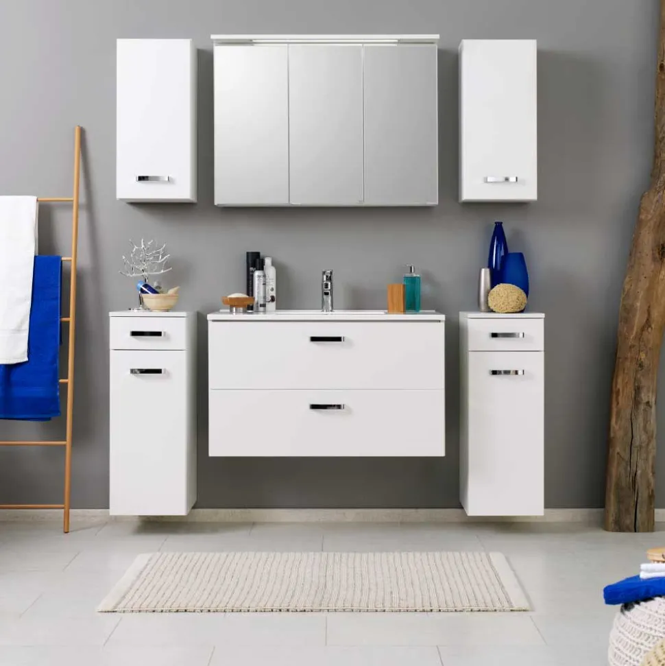 Badezimmer Kombination Sagunis in Weiß (sechsteilig)