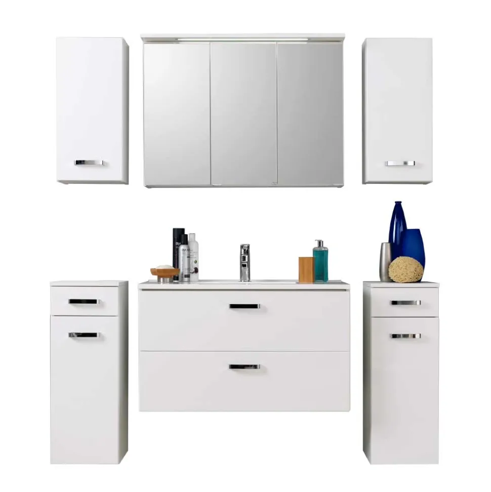 Badezimmer Kombination Sagunis in Weiß (sechsteilig)