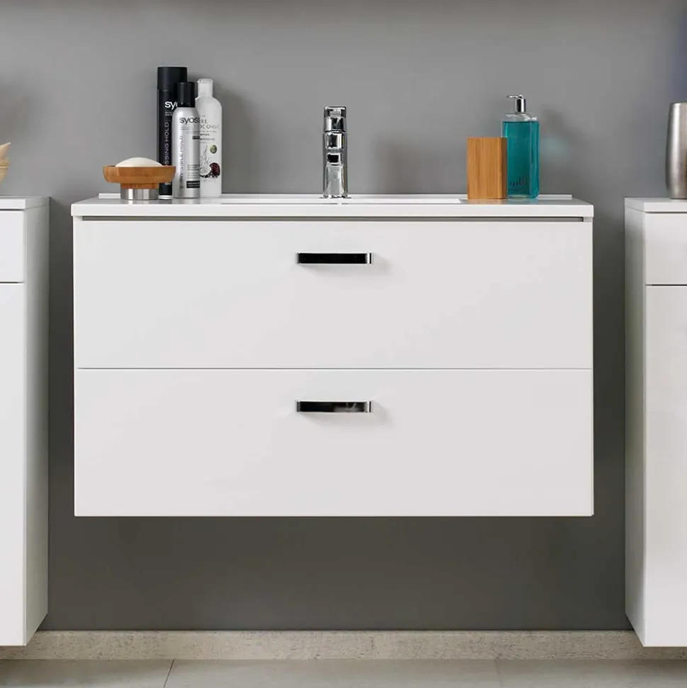 Badezimmer Kombination Sagunis in Weiß (sechsteilig)