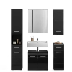 Badezimmer Möbelblock in Schwarz - Culina (fünfteilig)
