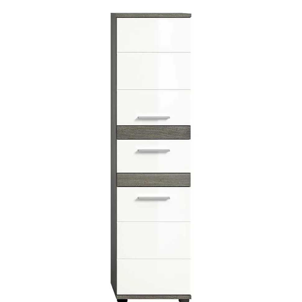 Badezimmer Midischrank in Weiß Hochglanz - Chapan