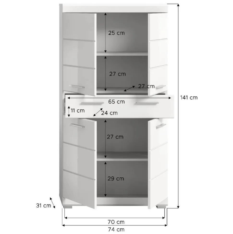 Badezimmer Midischrank in Weiß - Henriette