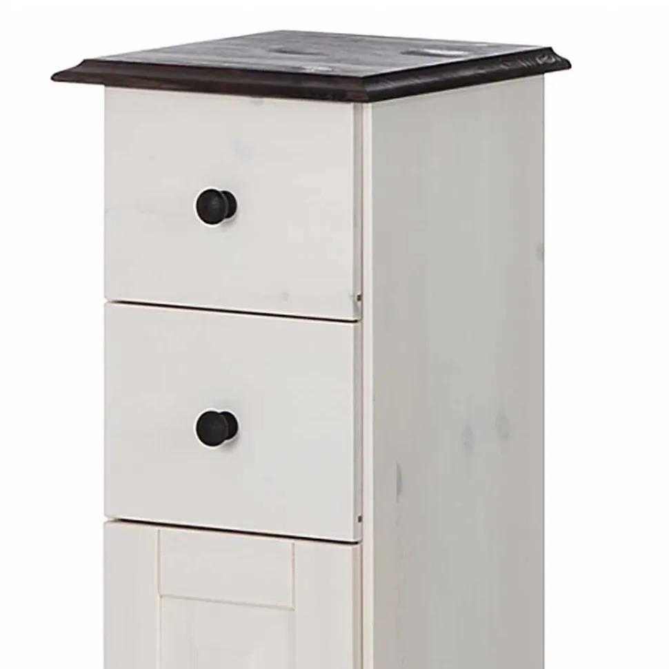 Badezimmer Schrank in Weiß mit Dunkelbraun - Malka