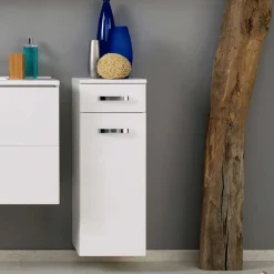 Badezimmer Set Sagunis in Weiß Hochglanz (fünfteilig)