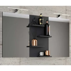 Badezimmer Spiegel mit Regal in Schwarz - Alberta