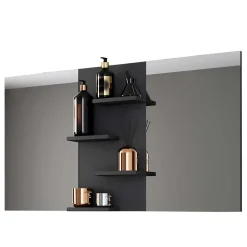 Badezimmer Spiegel mit Regal in Schwarz - Alberta