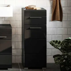 Badezimmer Unterschrank in Schwarz hochglänzend - Culina