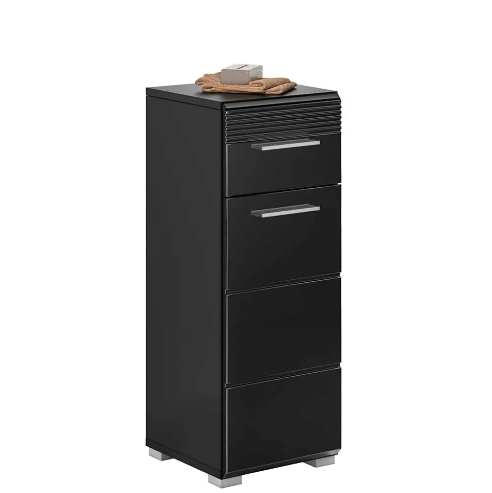 Badezimmer Unterschrank in Schwarz hochglänzend - Culina
