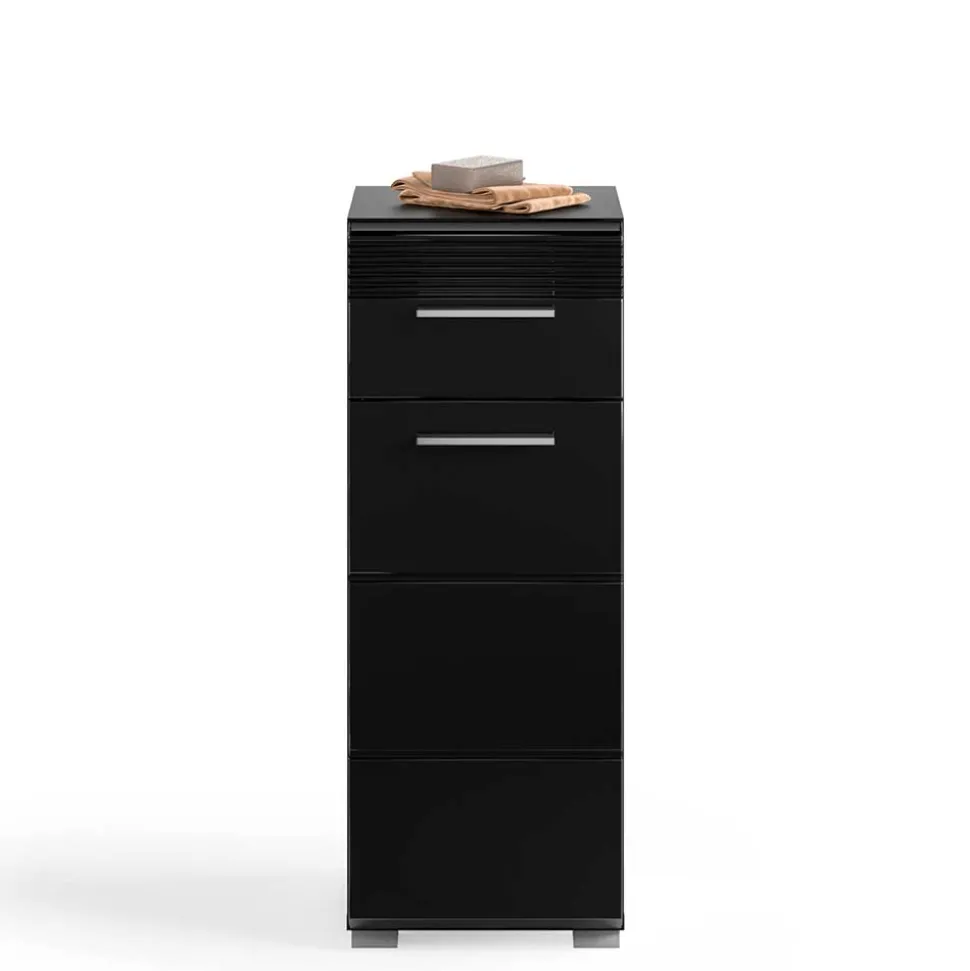Badezimmer Unterschrank in Schwarz hochglänzend - Culina