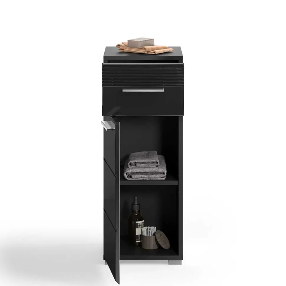 Badezimmer Unterschrank in Schwarz hochglänzend - Culina