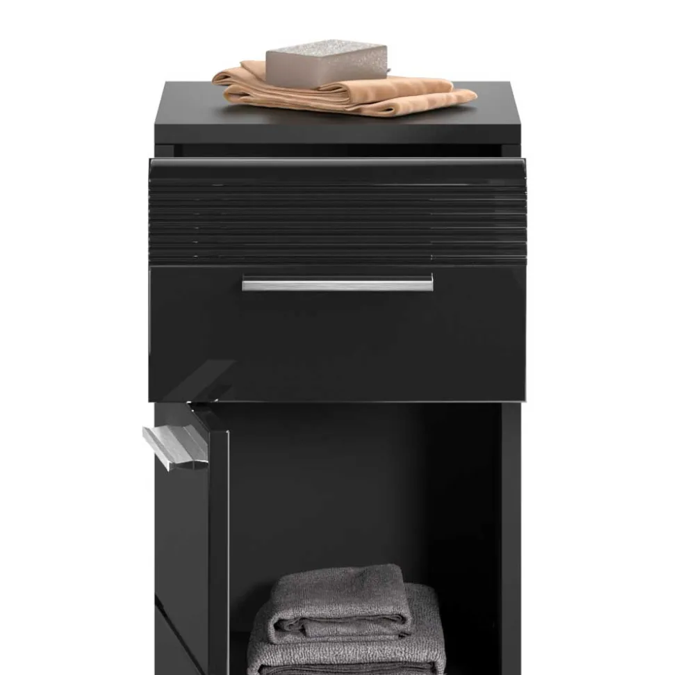 Badezimmer Unterschrank in Schwarz hochglänzend - Culina