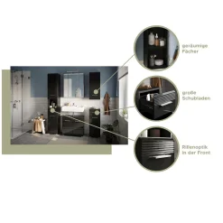 Badezimmer Unterschrank in Schwarz hochglänzend - Culina