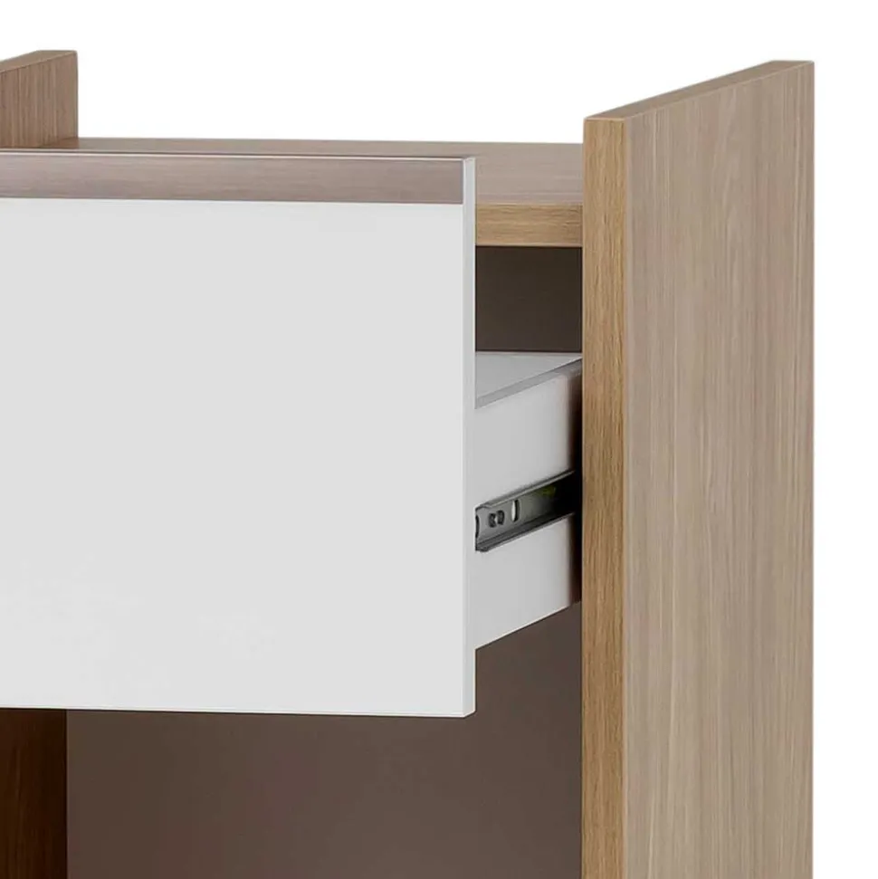 Badezimmer Unterschrank in Weiß und Eiche Hell - Ronya