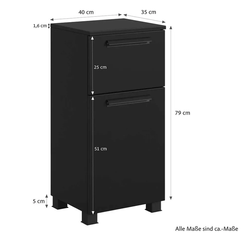 Badezimmer Unterschrank in Schwarz - Ostoro