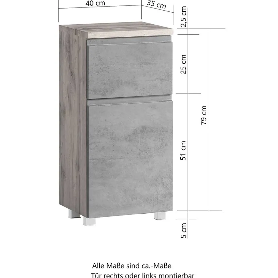 Badezimmer Unterschrank mit Tür & Schublade - Eight