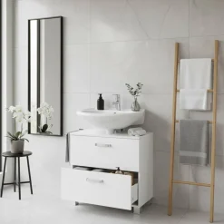 Badezimmer Waschbeckenschrank Sagunis in Weiß