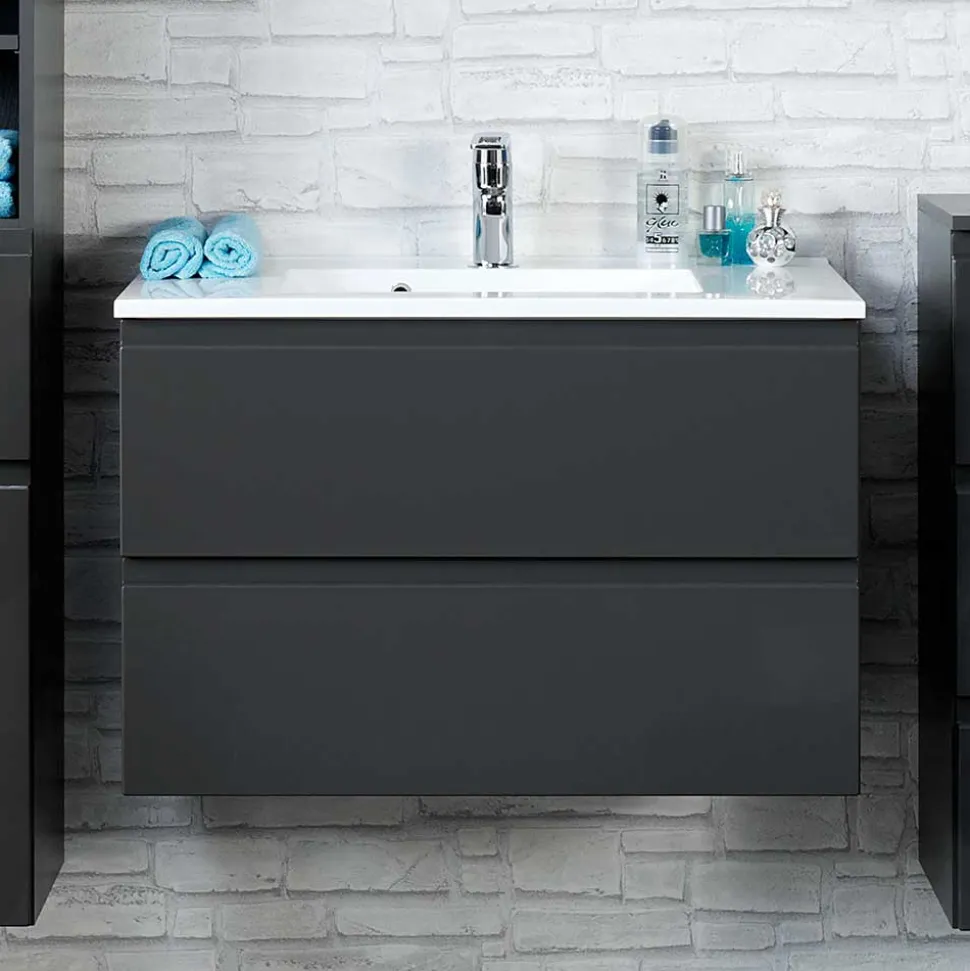 Badezimmer Waschtisch Blaxin in Anthrazit Hochglanz