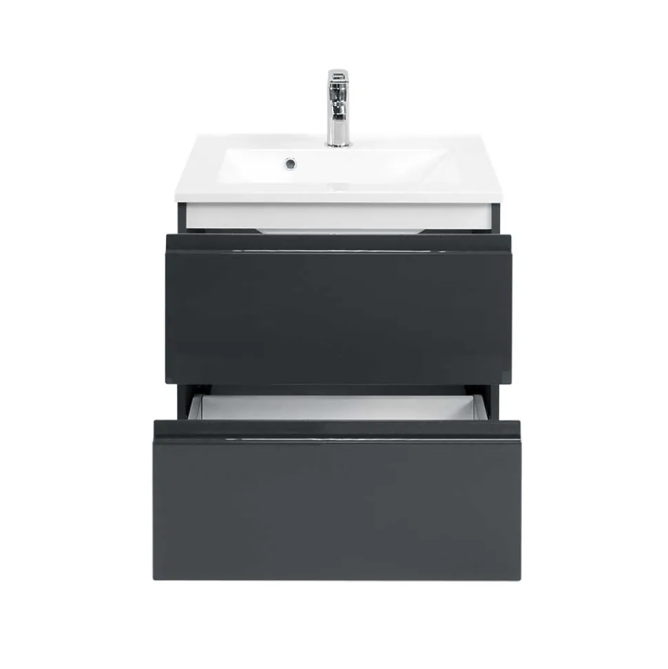 Badezimmer Waschtisch Blaxin in Anthrazit Hochglanz