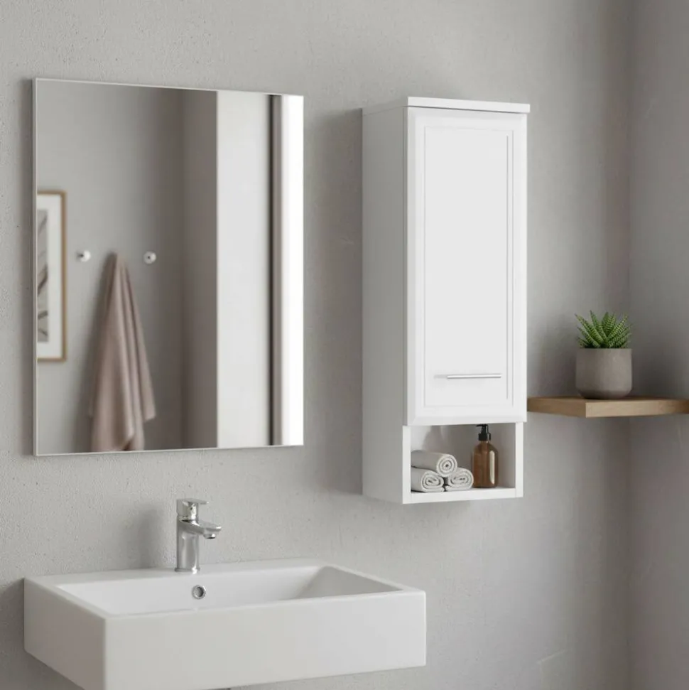 Badezimmer-Hängeschrank Nina in Hochglanz Weiß