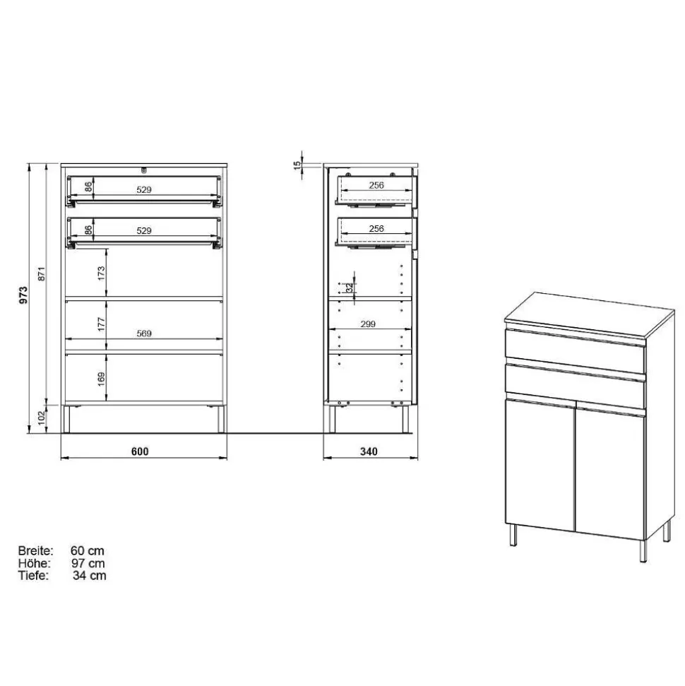 Badezimmer-Kommode in Hellgrau - Dadra