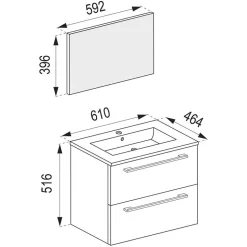 Badezimmermöbel hängend - Caleena (dreiteilig)