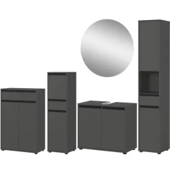 Badezimmermöbel Kombi in Dunkelgrau - Rufu (fünfteilig)