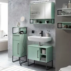 Badezimmermöbel Kombi in Mint mit Anthrazit - Esdrus (dreiteilig)