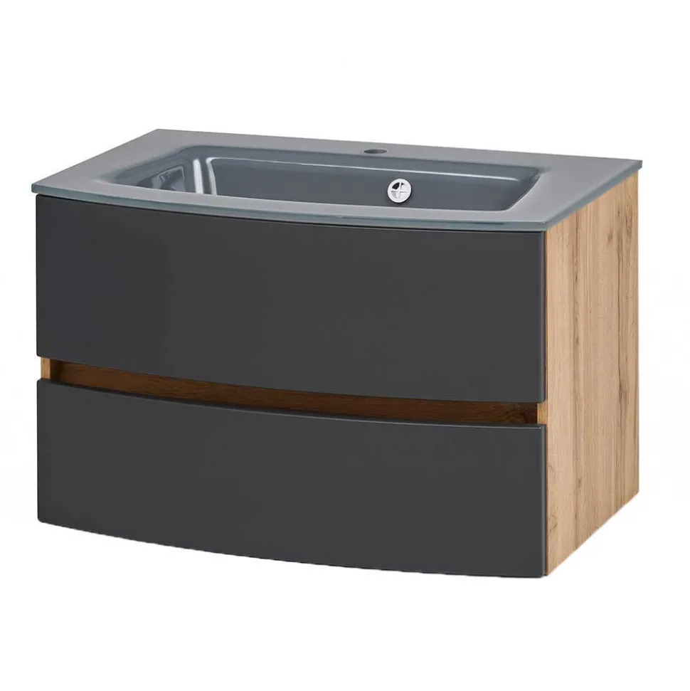 Badezimmermöbel Kombination zweifarbig - Larutta (vierteilig)