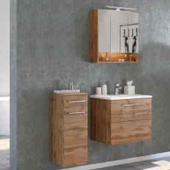 Badezimmermöbel Set 90 cm breit - Lemnas (dreiteilig)