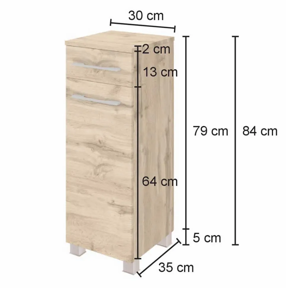Badezimmermöbel Set 90 cm breit - Lemnas (dreiteilig)