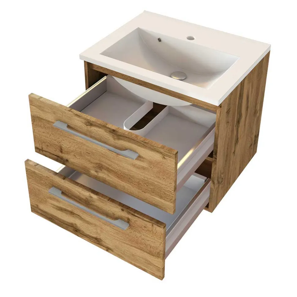 Badezimmermöbel Set 90 cm breit - Lemnas (dreiteilig)