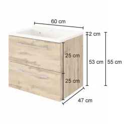 Badezimmermöbel Set 90 cm breit - Lemnas (dreiteilig)