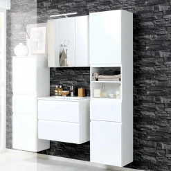 Badezimmermöbel Set Concetada mit 3D Spiegelschrank (dreiteilig)