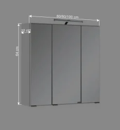 Badezimmermöbel Set Concetada mit 3D Spiegelschrank (dreiteilig)